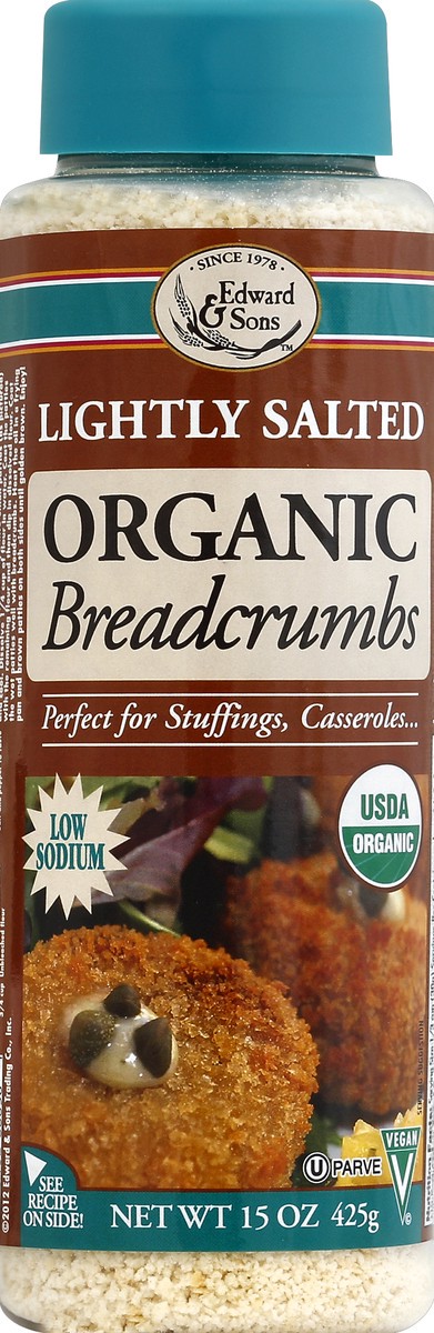 slide 2 of 2, Edward & Sons Breadcrumbs, Organic, Lightly Salted, 15 oz