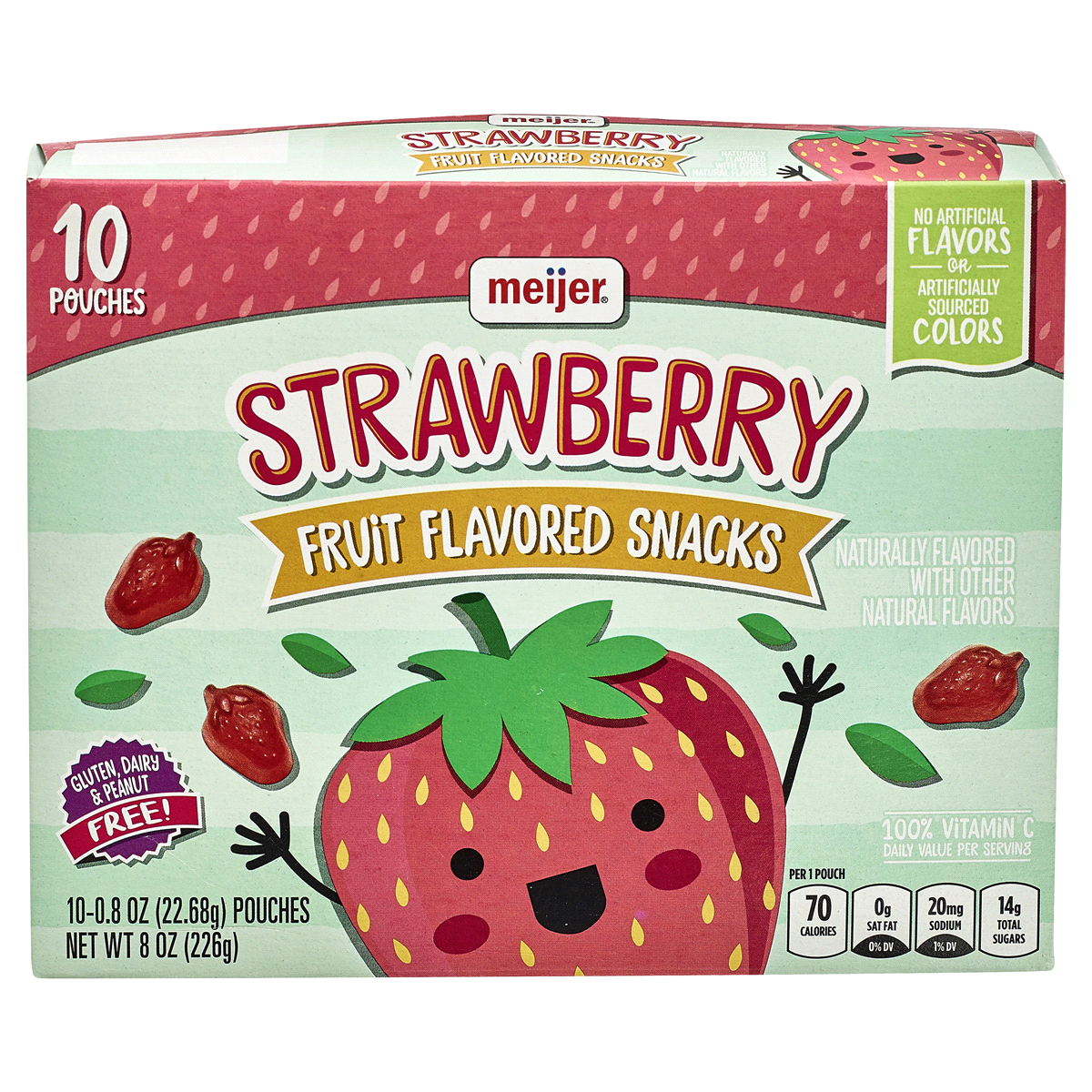 slide 1 of 5, Meijer Strawberry Fruit Snacks, 10 ct, 0.8 oz