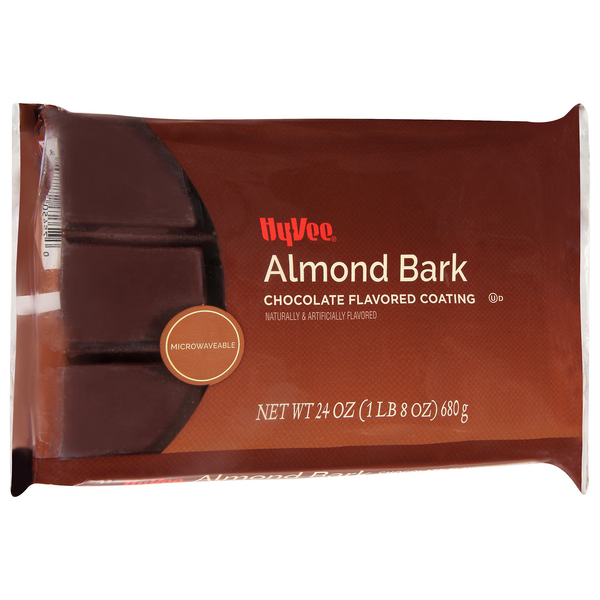 slide 1 of 1, Hy-Vee Chocolate Almond Bark, 24 oz