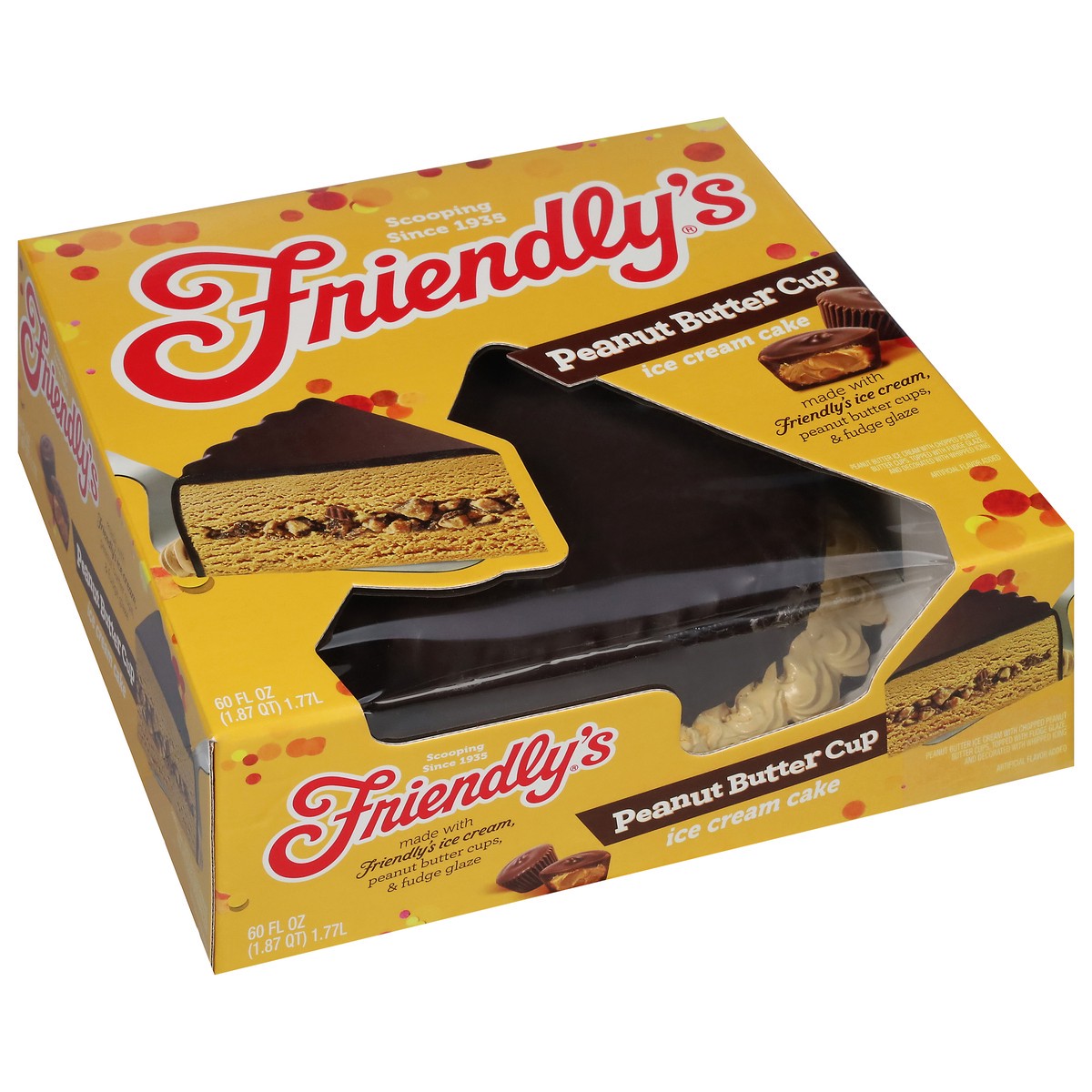 slide 2 of 9, Friendly's Peanut Butter Cup Ice Cream Cake 60 fl oz, 60 fl oz