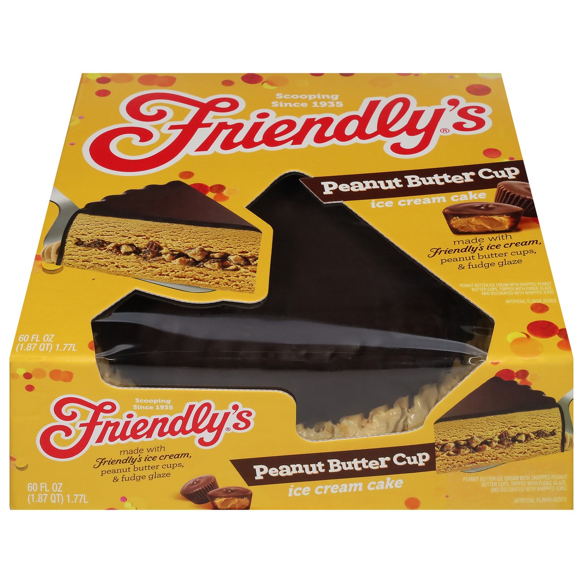 slide 1 of 9, Friendly's Peanut Butter Cup Ice Cream Cake 60 fl oz, 60 fl oz