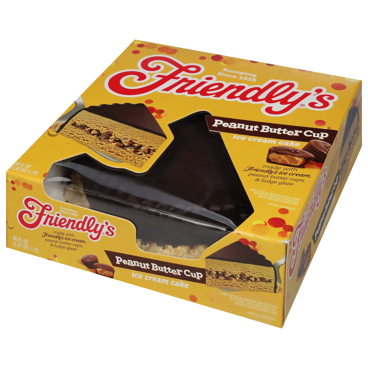 slide 3 of 9, Friendly's Peanut Butter Cup Ice Cream Cake 60 fl oz, 60 fl oz