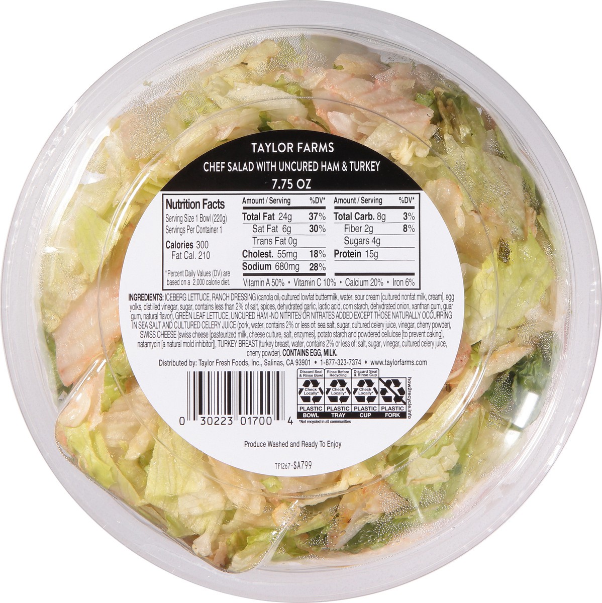 slide 5 of 9, Taylor Farms Chef Salad with Uncured Ham & Turkey 7.75 oz, 7.75 oz