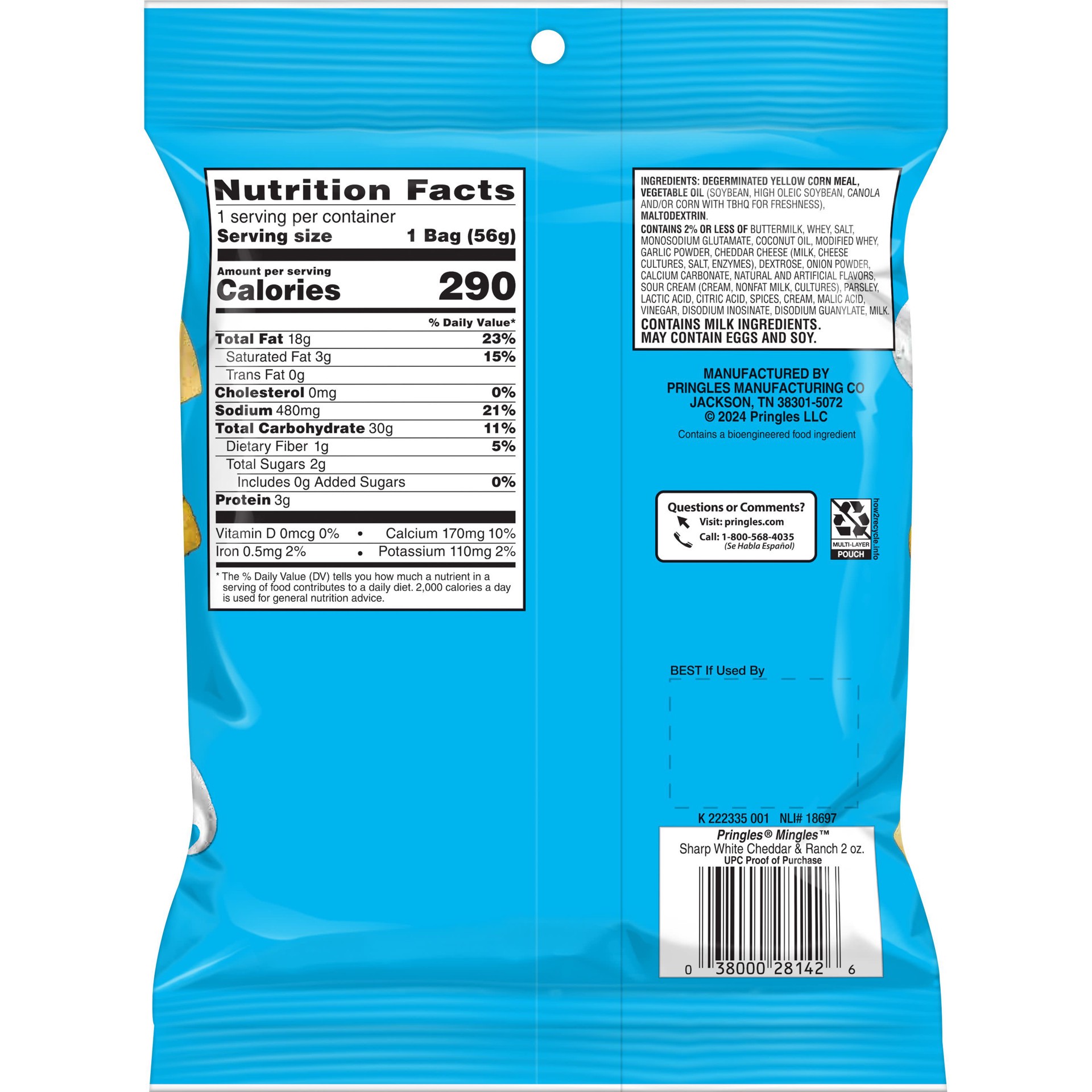 slide 4 of 5, Pringles Mingles Sharp White Cheddar and Ranch Puffed Snacks, 2 oz