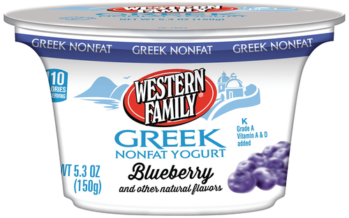 slide 1 of 1, Western Family Yogurt Greek Blueberry, 5.3 oz