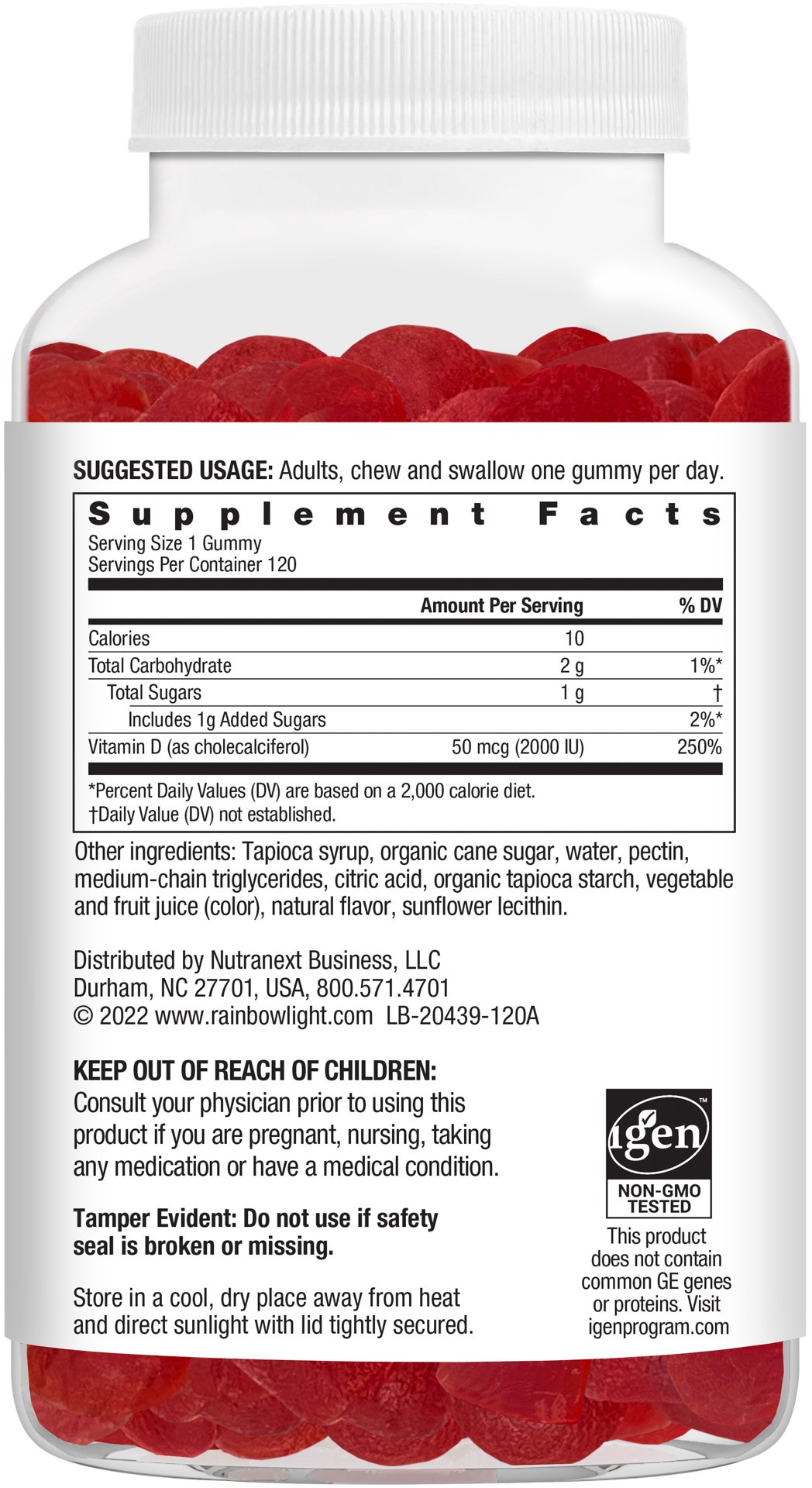 slide 2 of 5, Rainbow Light High Potency Vitamin Peach Flavor Diu Gummies, 120 ct