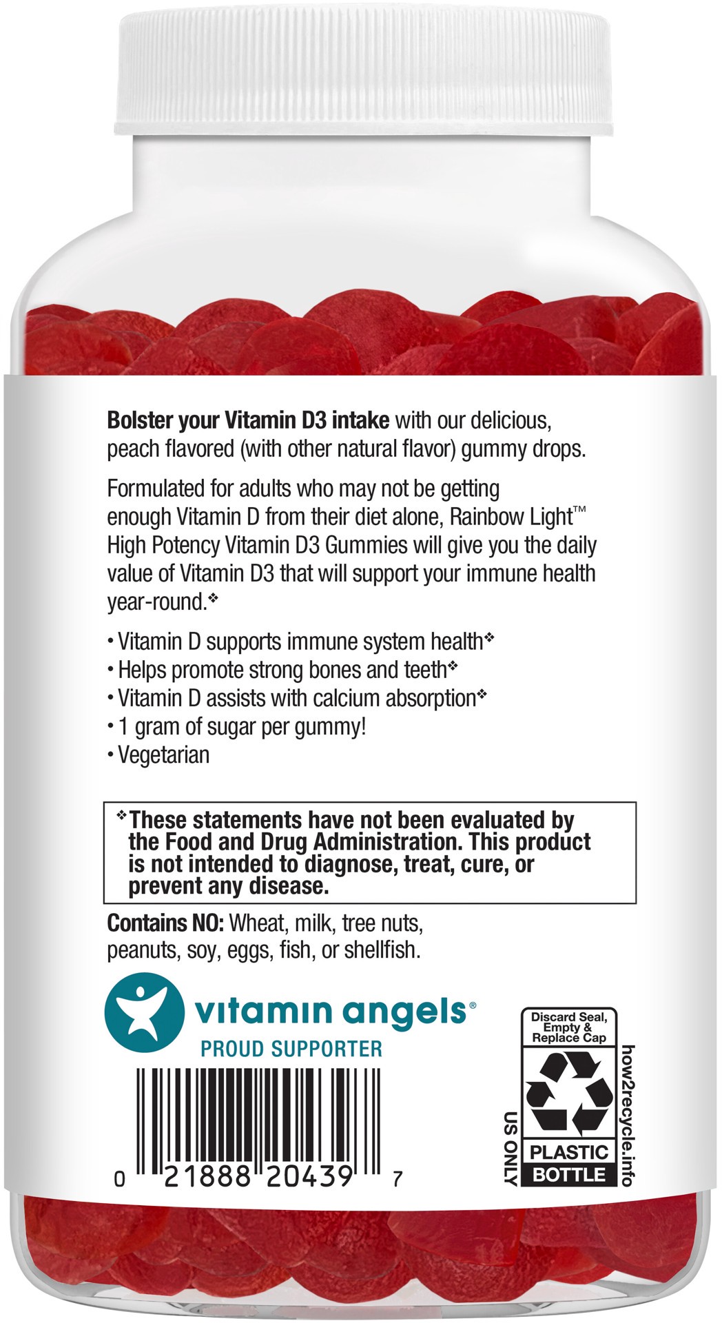 slide 3 of 5, Rainbow Light High Potency Vitamin Peach Flavor Diu Gummies, 120 ct