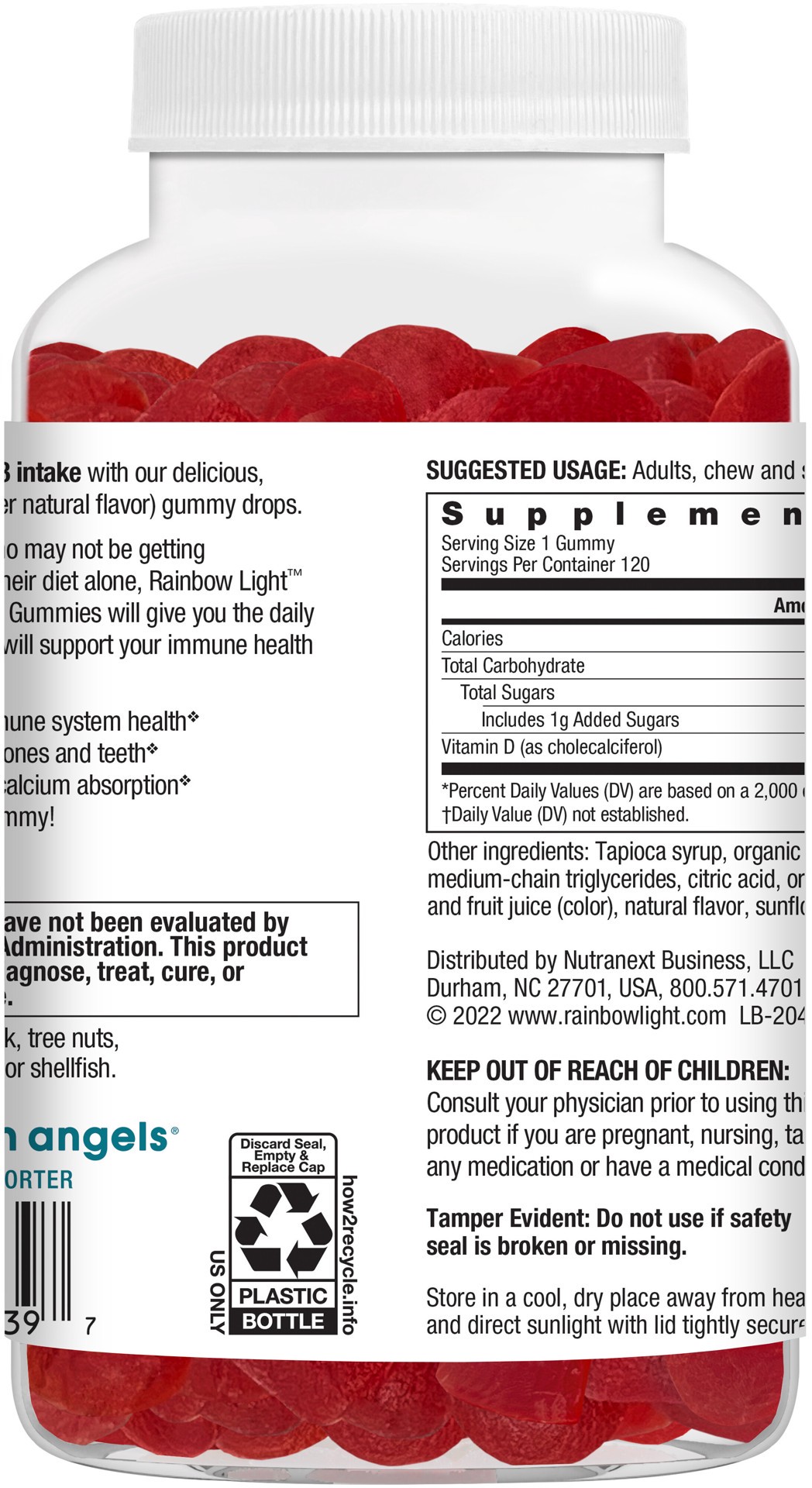 slide 5 of 5, Rainbow Light High Potency Vitamin Peach Flavor Diu Gummies, 120 ct