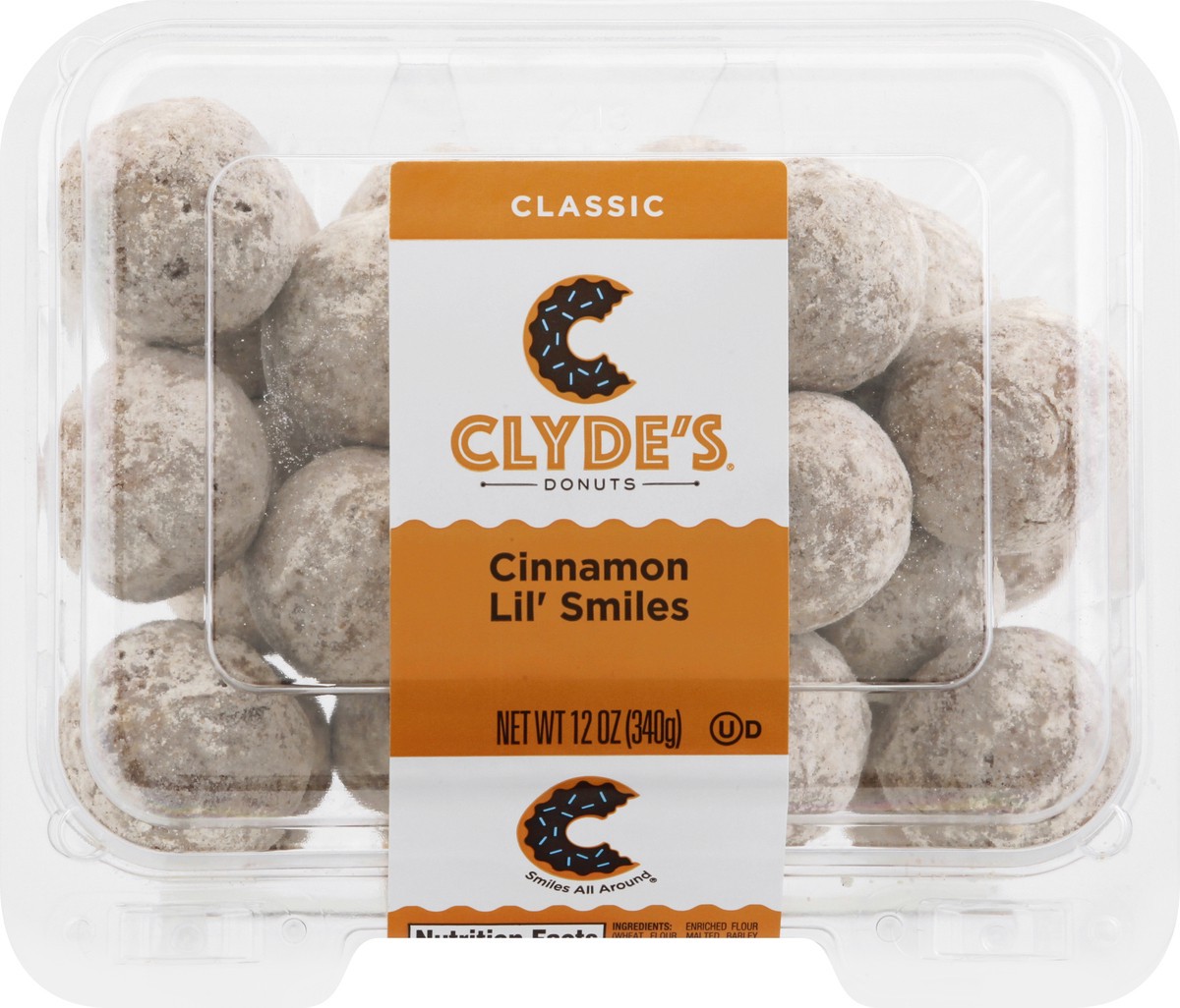 slide 1 of 9, Clyde's Classic Cinnamon Lil' Smiles Donuts 12 oz, 12 oz