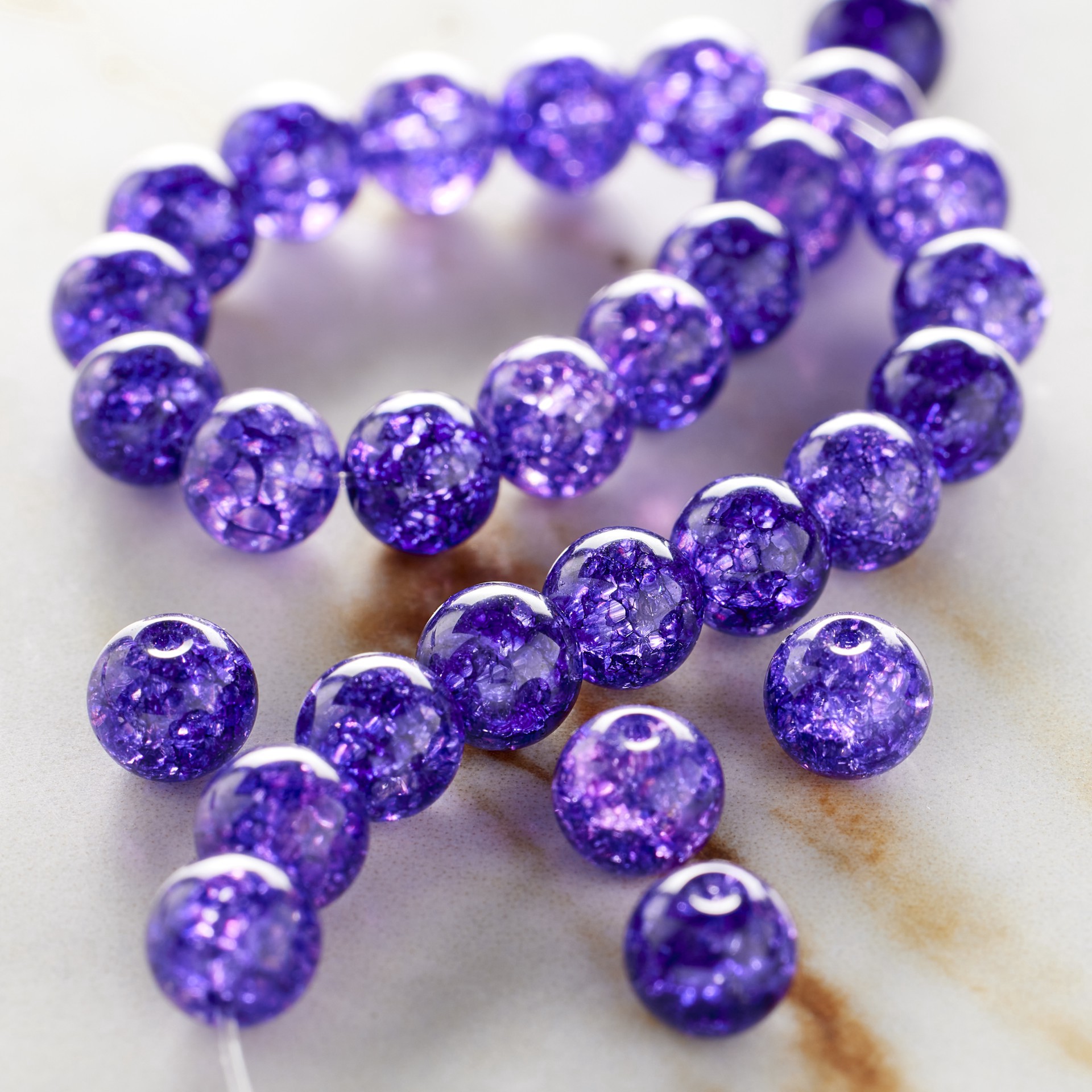 slide 2 of 3, Purple Crackled Quartz Round Beads, 6mm By Bead Landing, 6 mm