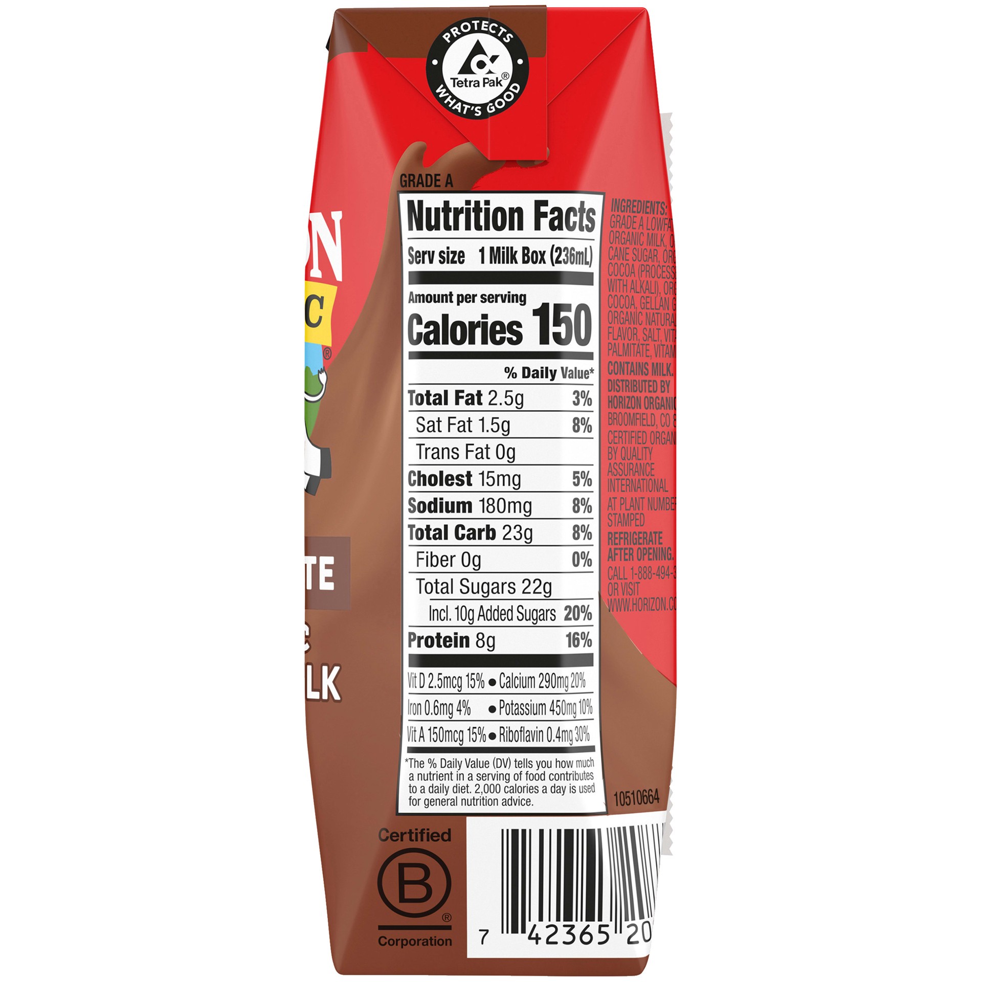 slide 3 of 10, Horizon Organic Shelf-Stable 1% Low Fat Milk Box, Chocolate, 8 fl oz, 8 fl oz