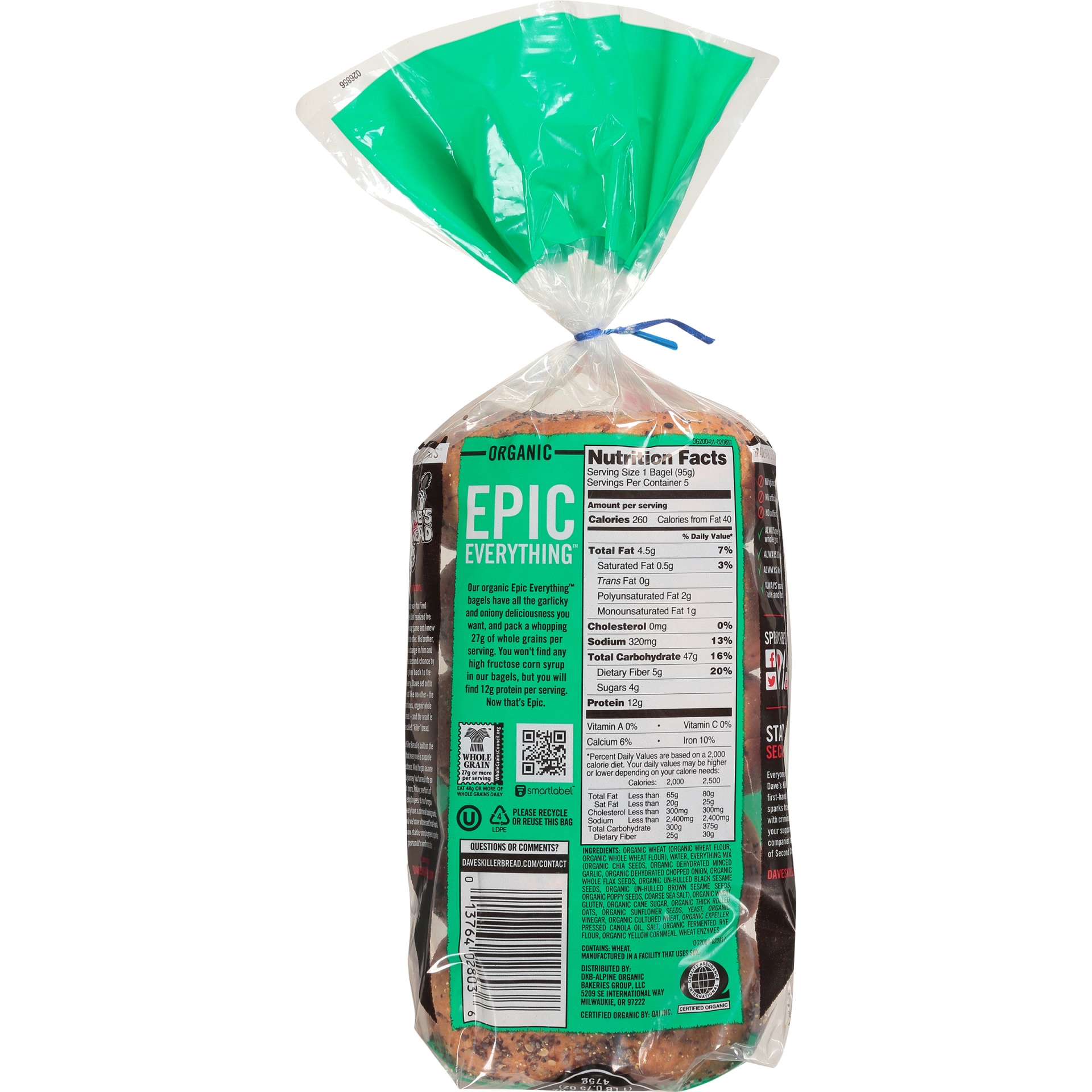 Dave's Killer Bread® Epic Everything® Organic Bagels 16.75 oz. Bag 16.