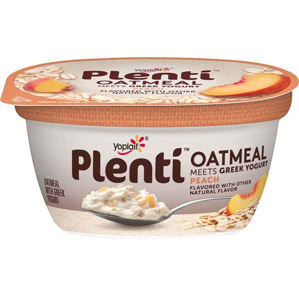 slide 1 of 1, Yoplait Plenti Oatmeal Meets Peach Greek Yogurt, 5.5 oz