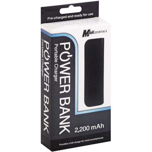 slide 1 of 1, Mobile Essentials Power Bank 2200mah Black, 1 ct
