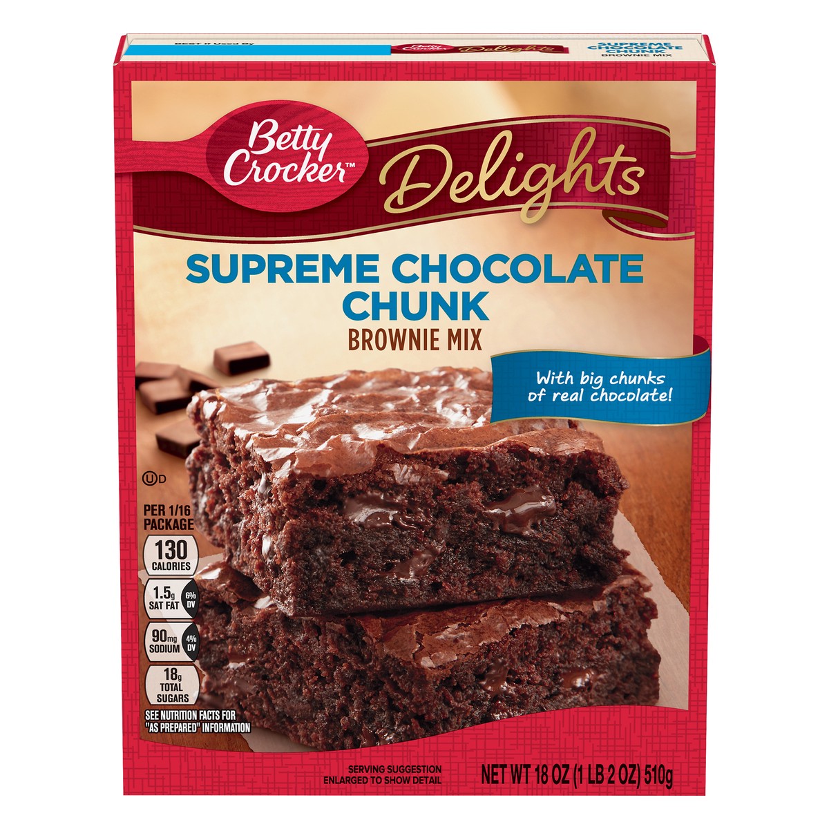 slide 1 of 1, Betty Crocker Delights Supreme Chocolate Chunk Brownie Mix 18 oz, 18 oz