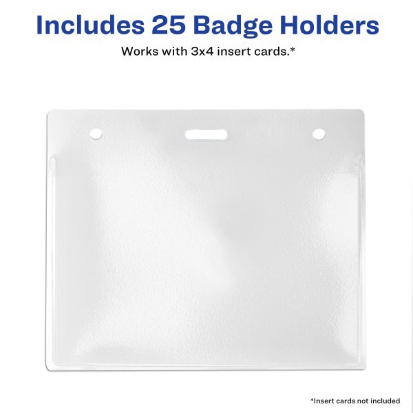 slide 4 of 7, Avery Secure Top Heavy-Duty Badge Holders, Horizontal, 4w x 3h, Clear, 25 ct