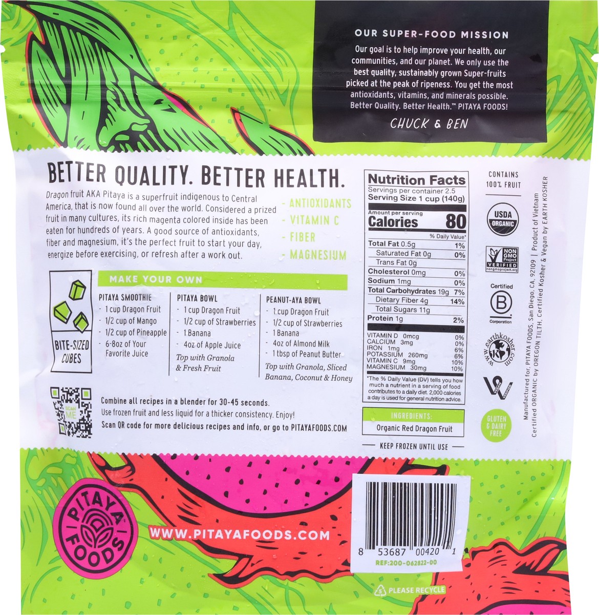 slide 13 of 14, Pitaya Foods Organic Dragon Fruit Snack-Sized Pieces 12 oz, 12 oz