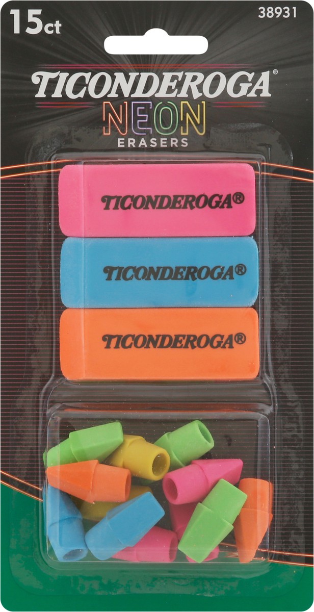 slide 9 of 9, Ticonderoga Neon Erasers 15 ea, 15 ct