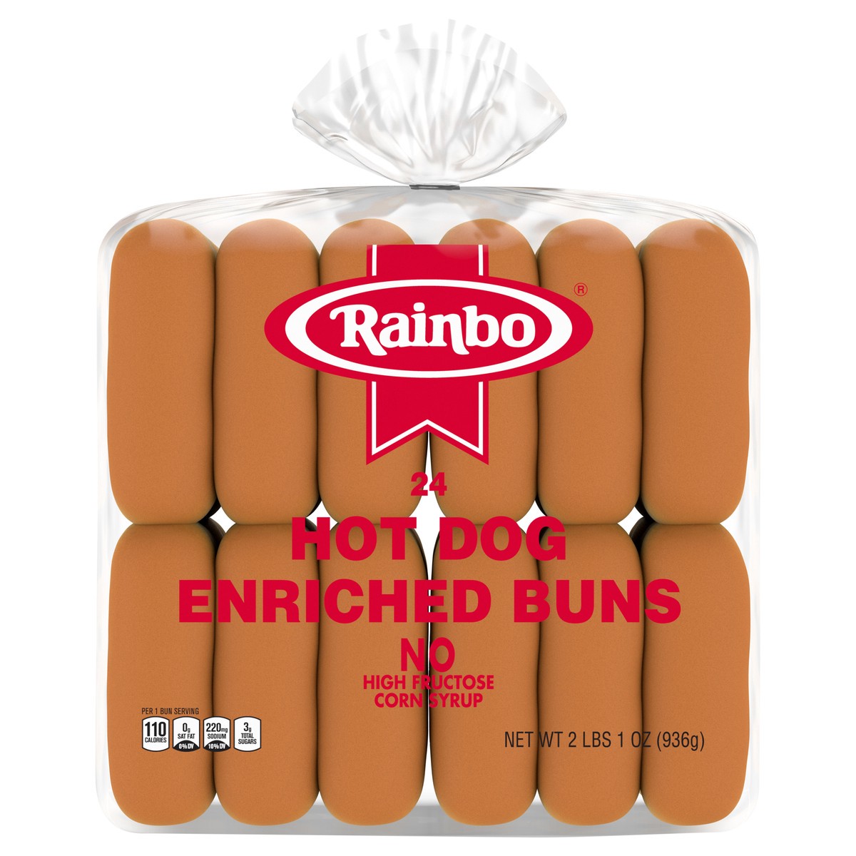 slide 1 of 5, Rainbo White Hot Dog Buns, 24 count, 33 oz, 24 ct