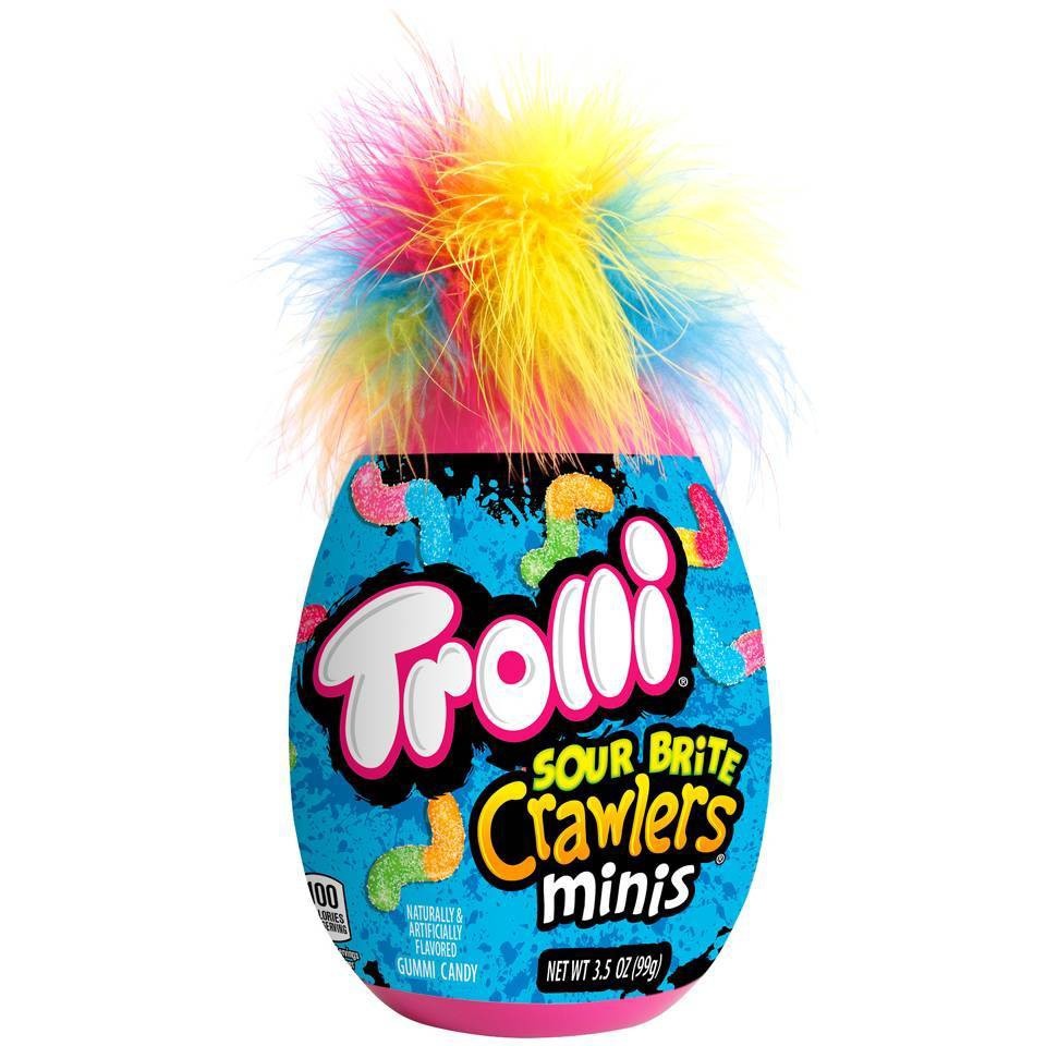 slide 1 of 1, Trolli Sour Brite Mini Crawlers Easter Egg with Feather Top, 3.5 oz