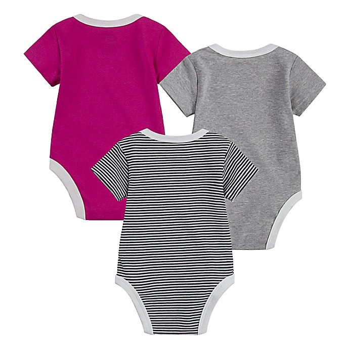 slide 2 of 2, Nike Newborn Swoosh Logo Bodysuits - Carbon, 3 ct