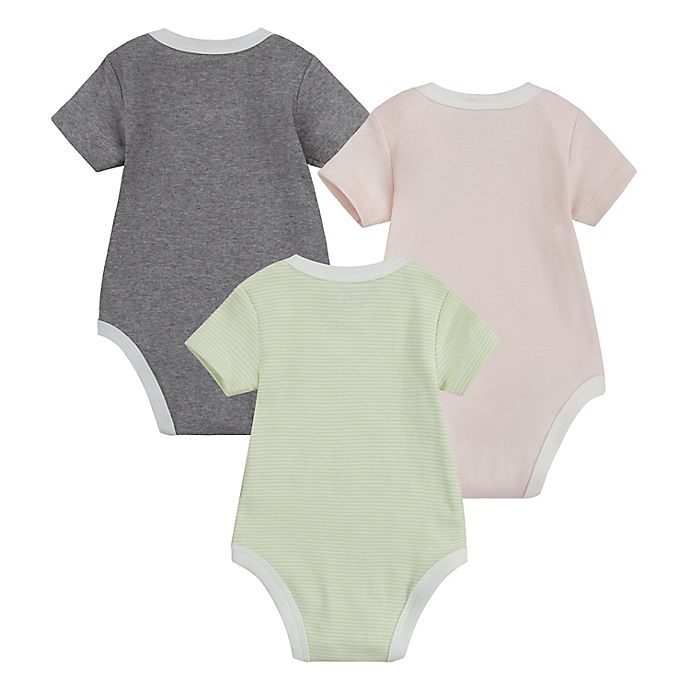 slide 2 of 2, Nike Newborn Swoosh Logo Bodysuits - Yellow/Grey, 3 ct