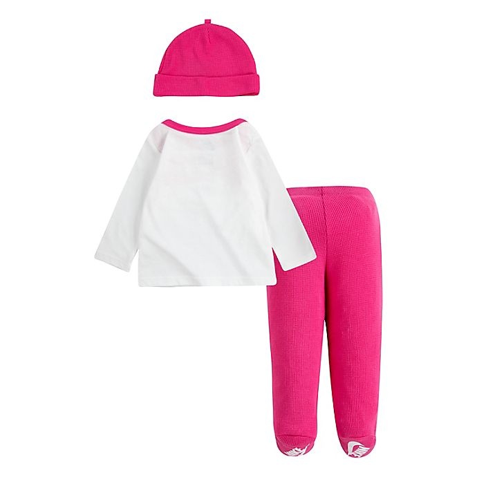 slide 2 of 2, Nike Newborn Shirt, Footed Pant and Hat Set - Dark Pink, 3 ct