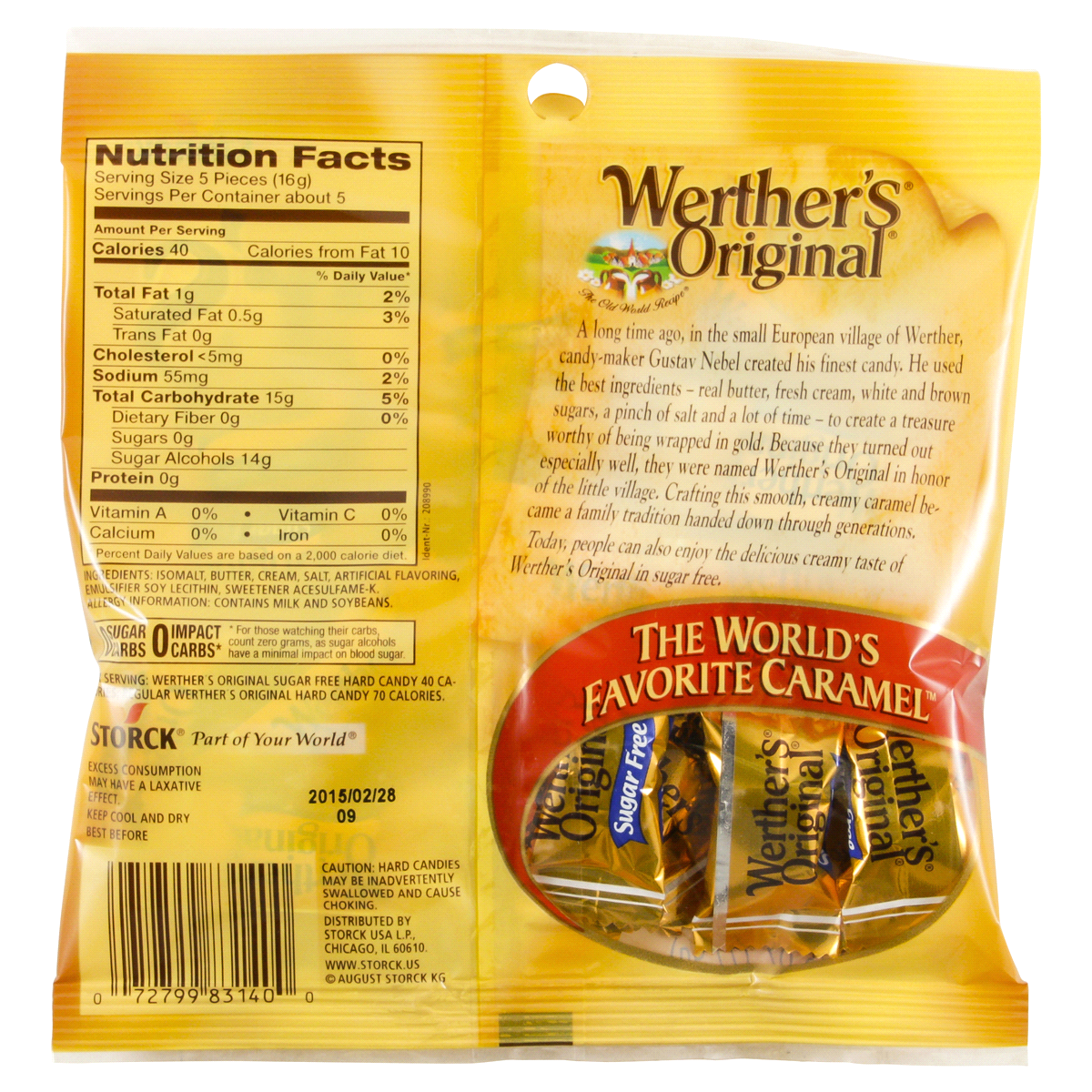 slide 2 of 2, Werther's Original Hard Sugar Free Caramel Candy, 2.75 Oz, 1 ct