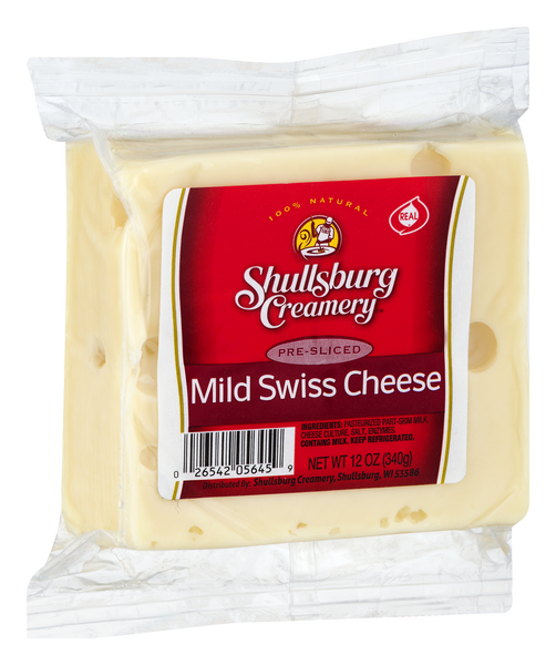 slide 1 of 1, Shullsburg Creamery Pre-Sliced Mild Swiss Cheese, 12 oz