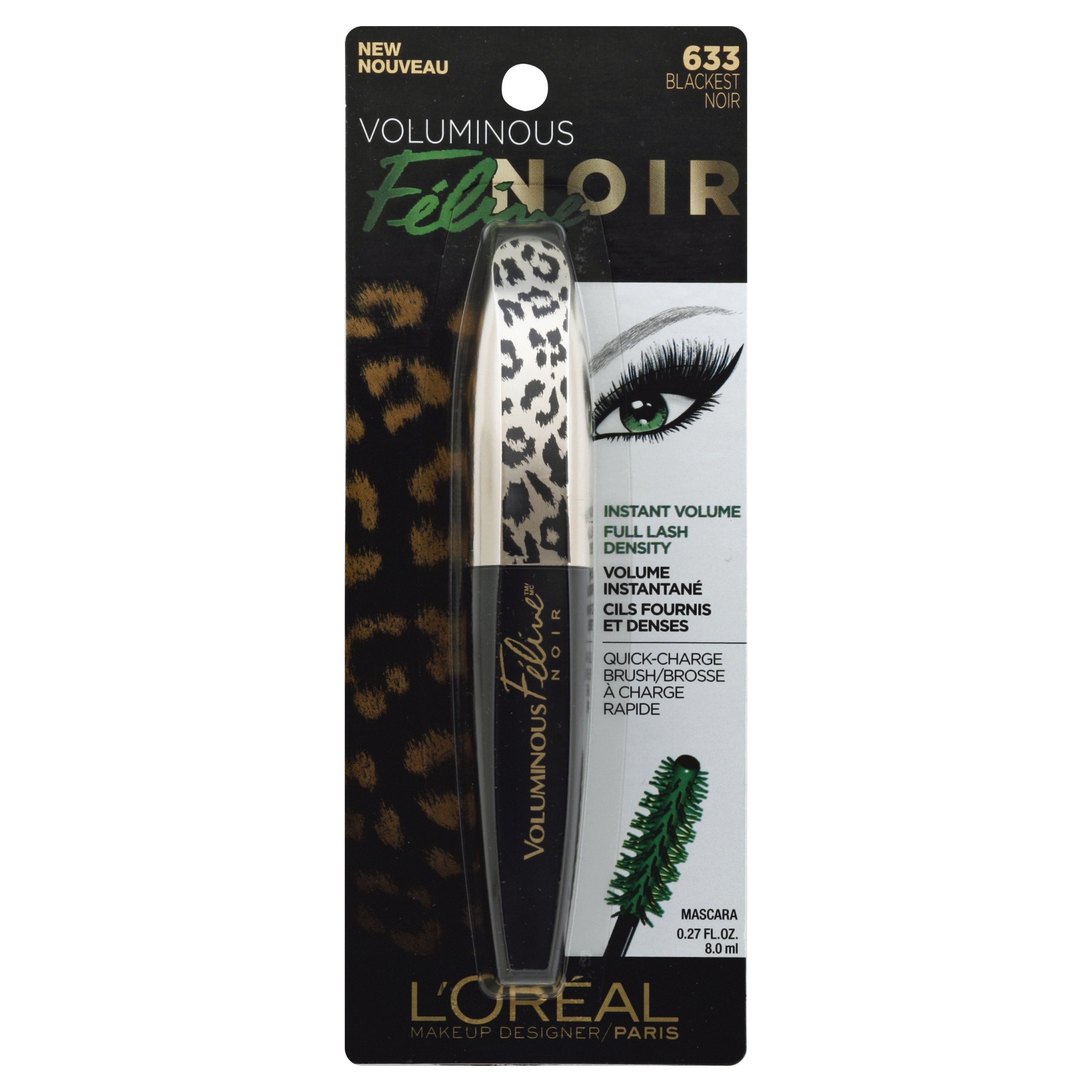 slide 1 of 1, L'Oréal Voluminous Feline Noir Mascara 633 Blackest Noir, 0.27 fl oz