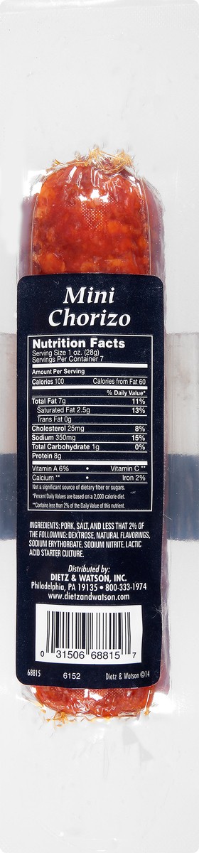 slide 10 of 12, Dietz & Watson Chorizo 7 oz, 7 oz