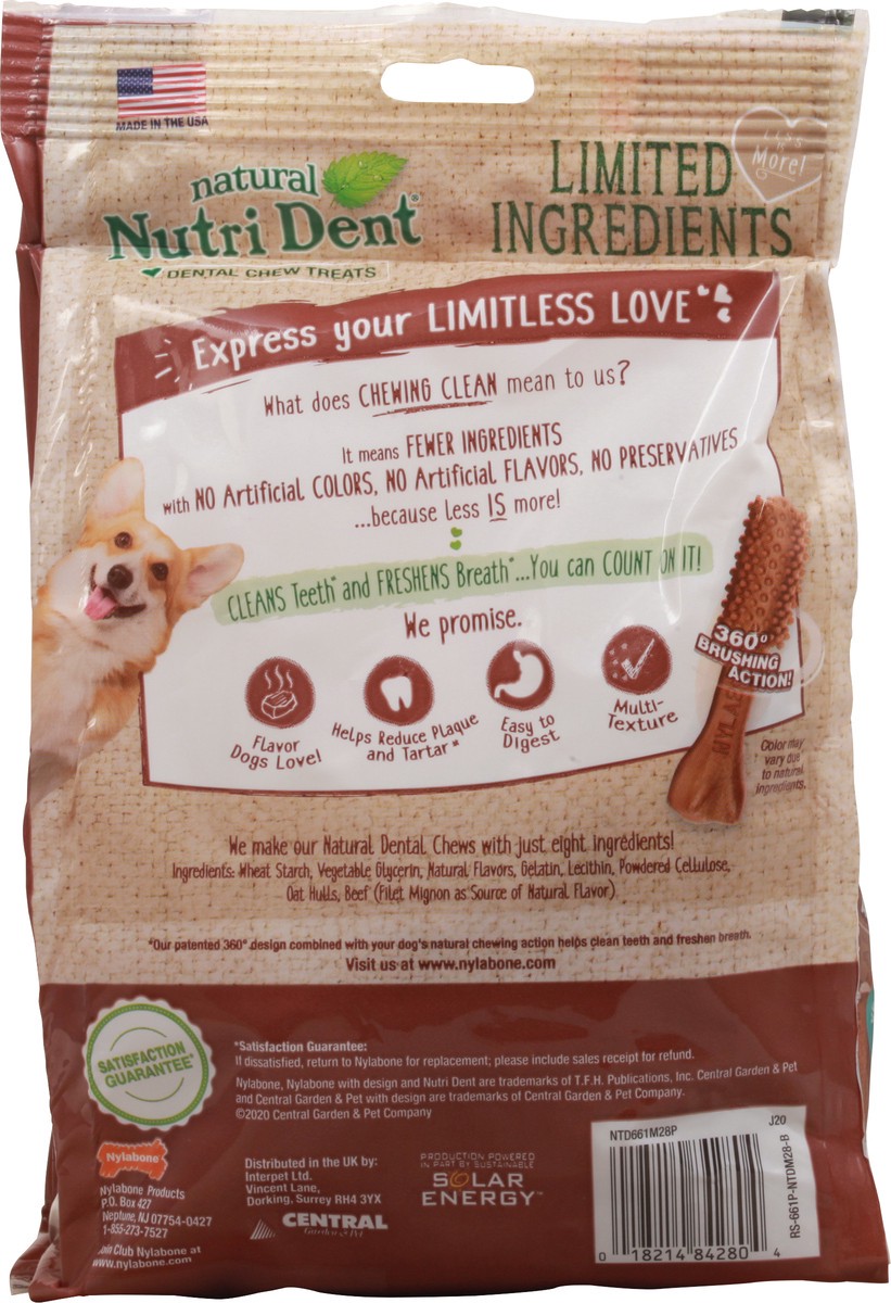 slide 5 of 9, Nylabone Nutri Dent Filet Mignon Dog Dental Chews Small - 10 lbs. to 15 Ibs.(28 Count), 28 ct