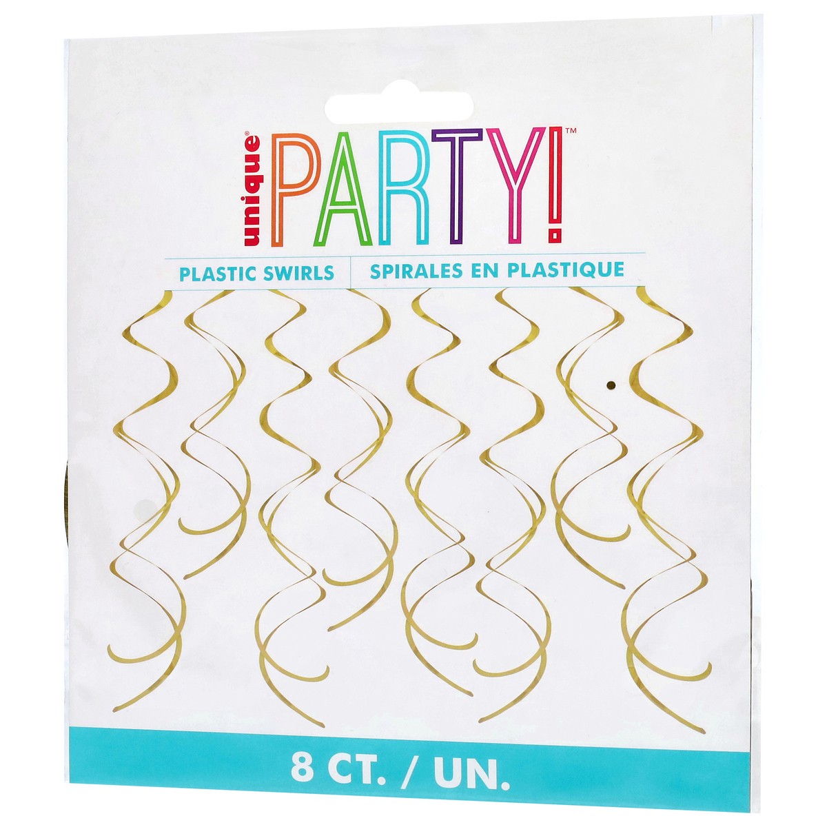 slide 3 of 4, Gold Plastic Swirl Decorations, 8 ct