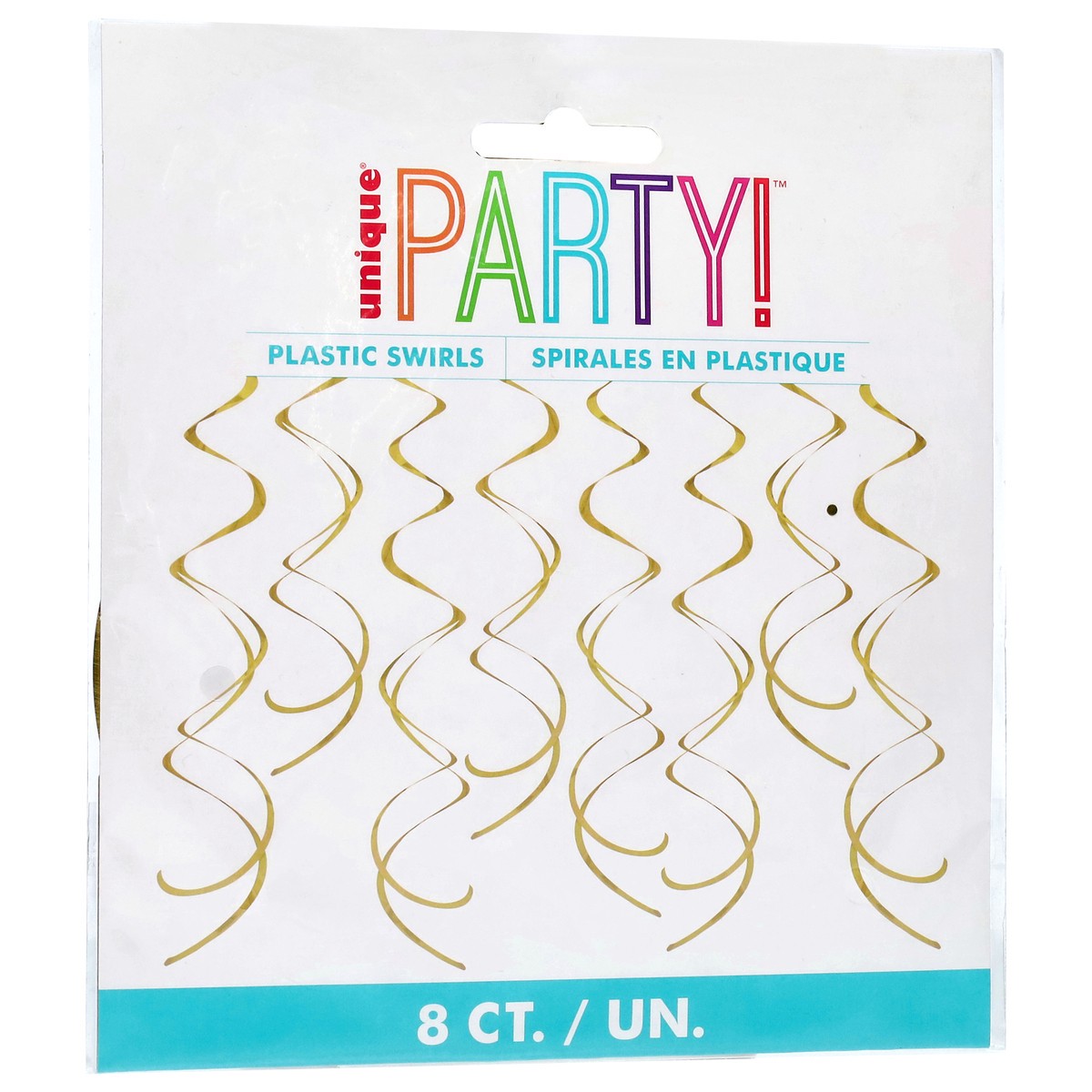 slide 4 of 4, Gold Plastic Swirl Decorations, 8 ct