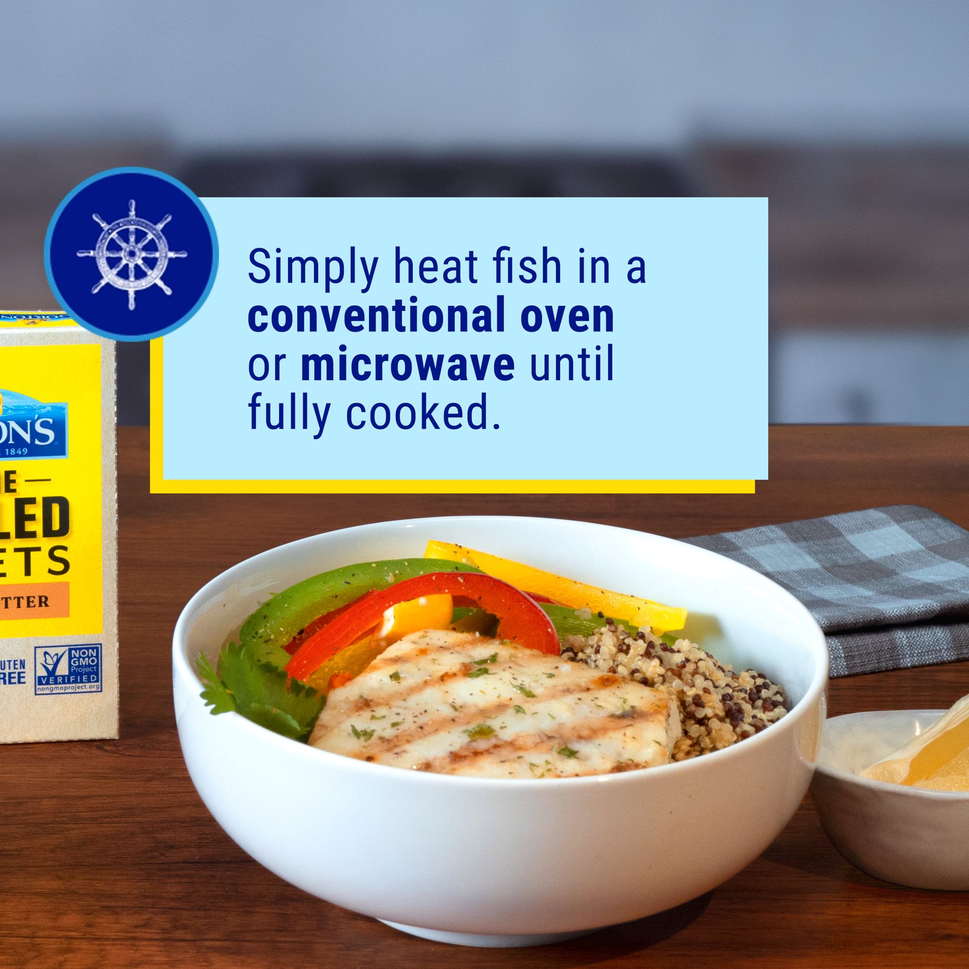 slide 6 of 9, Gorton's Gorton''s Flame Grilled Fish Fillets with Lemon Butter, 100% Wild Caught, Frozen, 2 Count, 7.1 Ounce Package, 2 ct