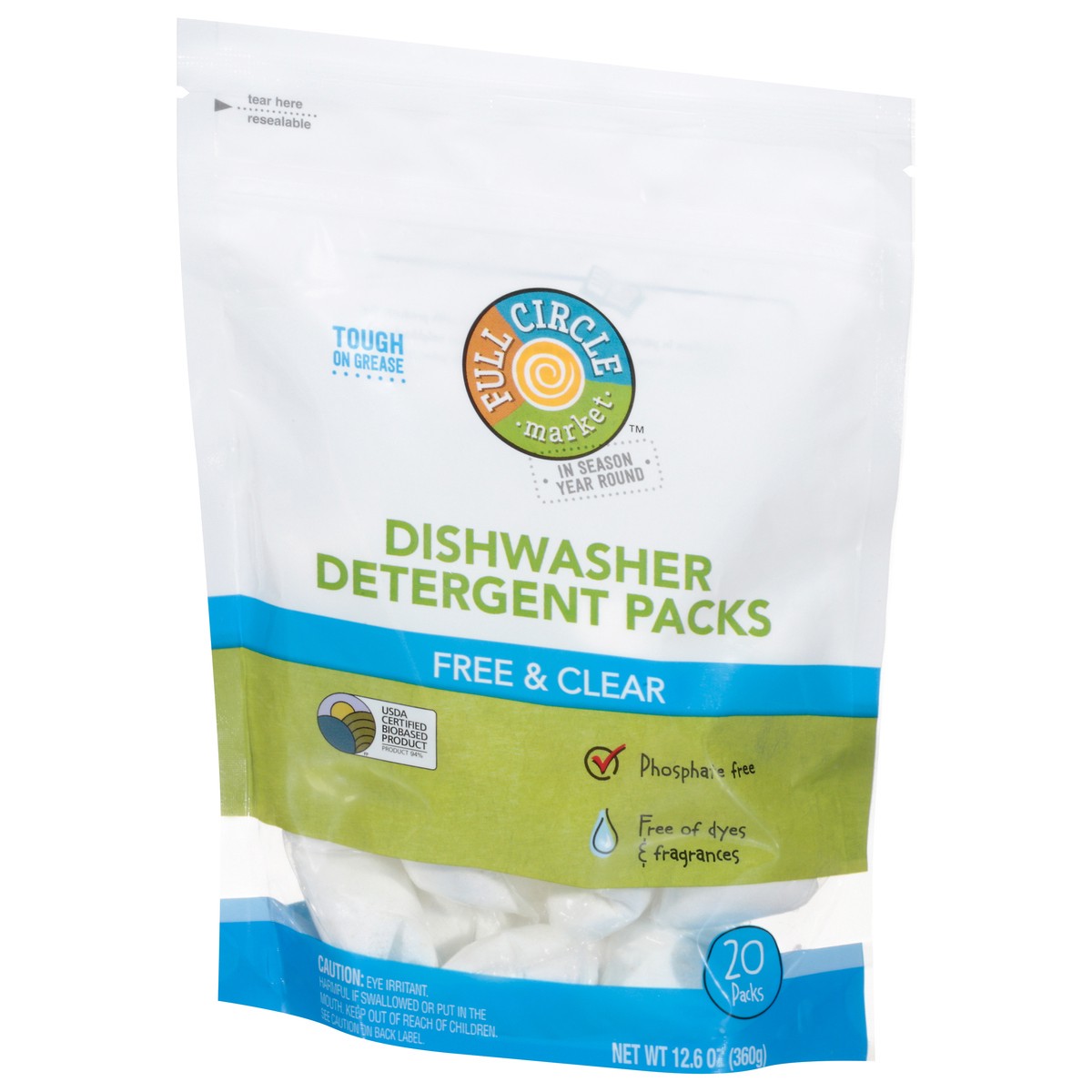 slide 12 of 13, Full Circle Market Free & Clear Dishwasher Detergent Packs 20 ea, 20 ct