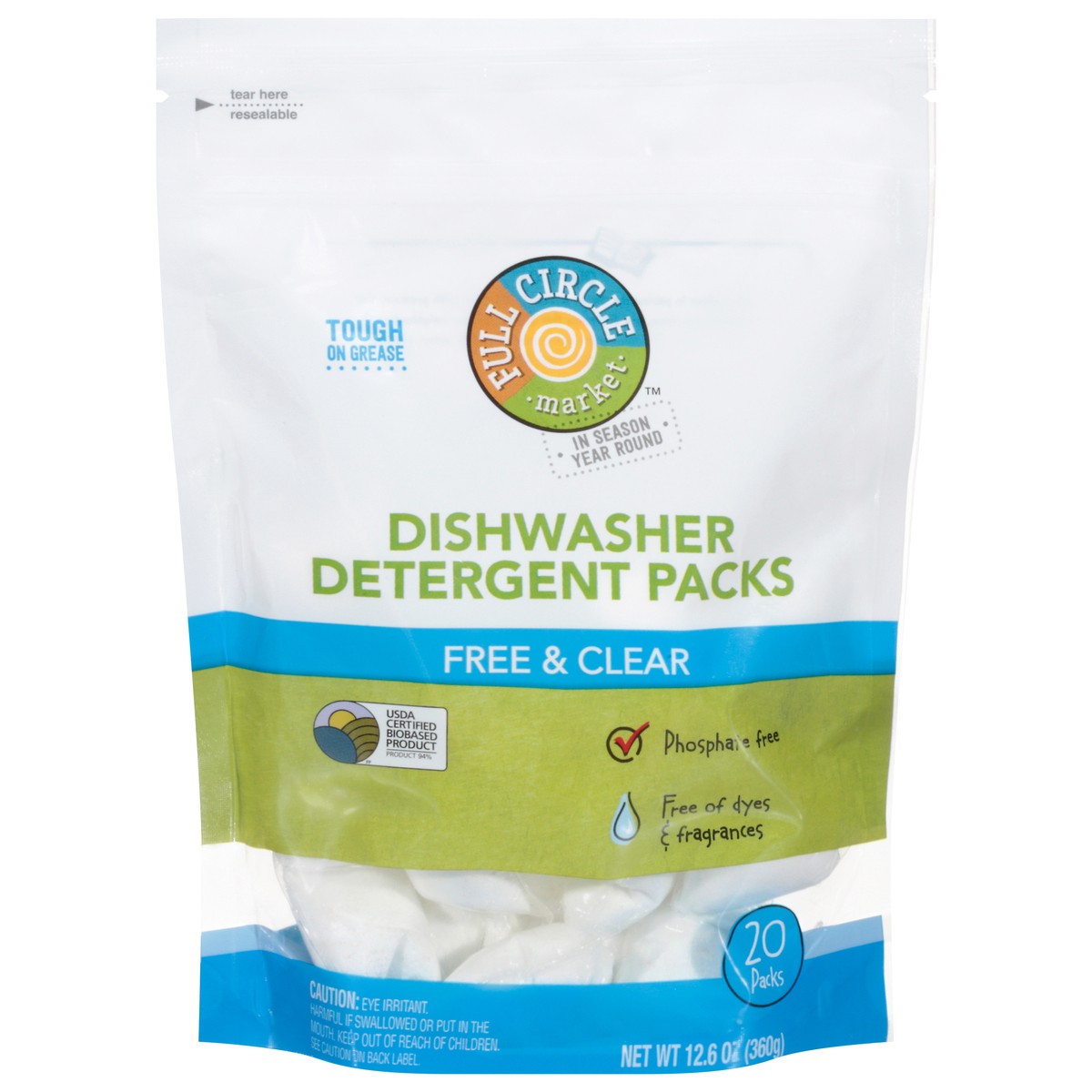 slide 6 of 13, Full Circle Market Free & Clear Dishwasher Detergent Packs 20 ea, 20 ct