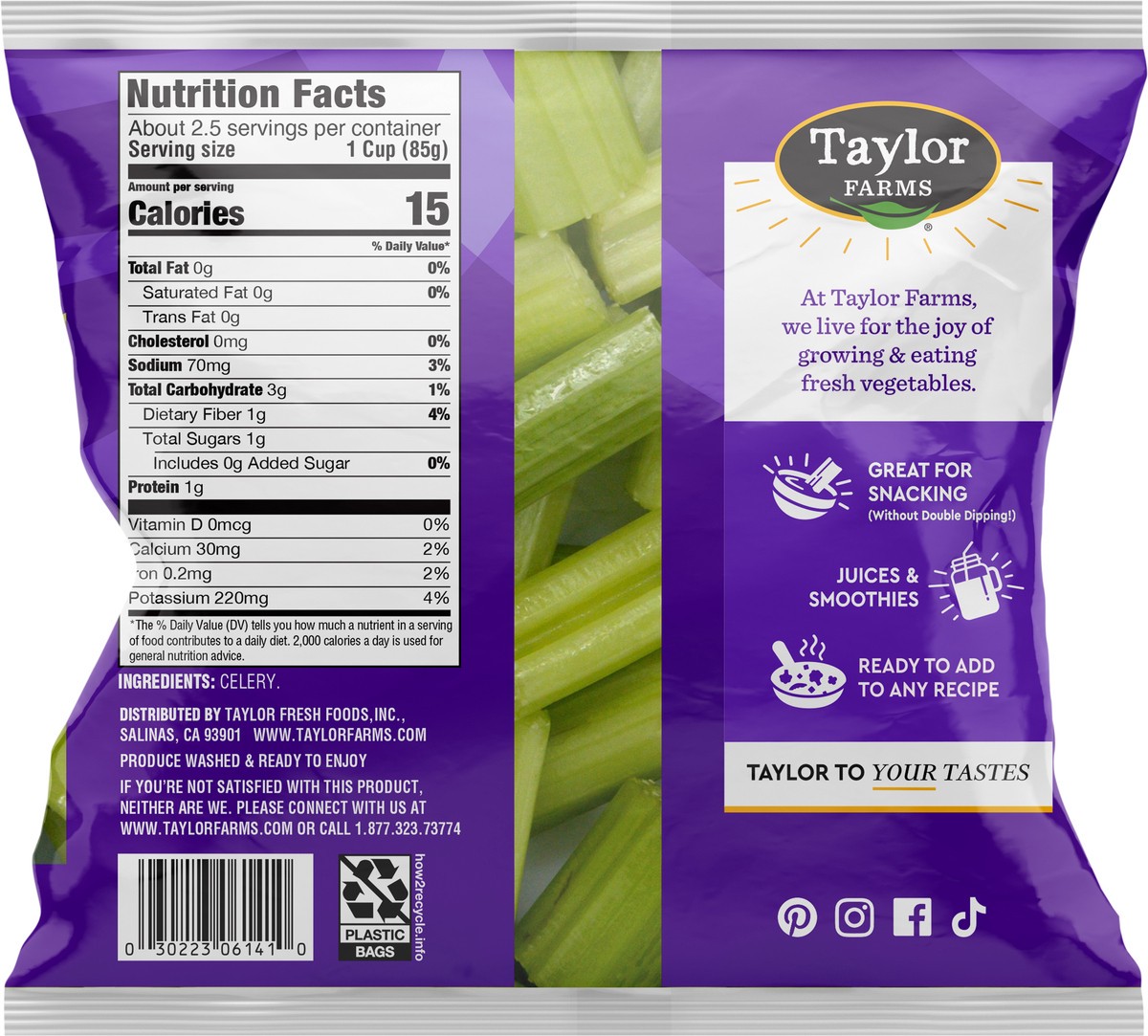 slide 8 of 8, Taylor Farms Celery Bites 8oz, 1 ct