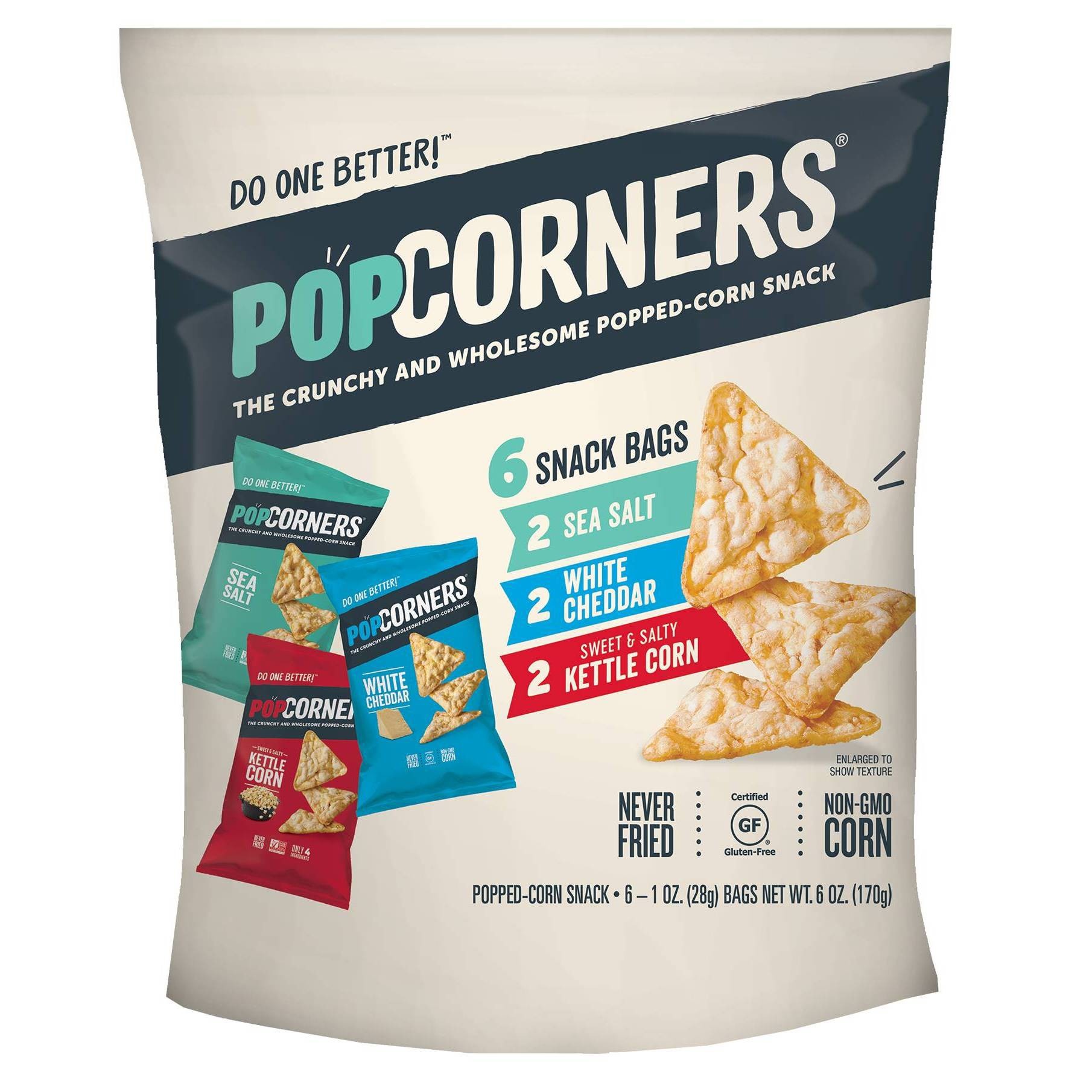 slide 1 of 4, PopCorners Sea Salt Popcorn Chips, 6 ct; 6 oz