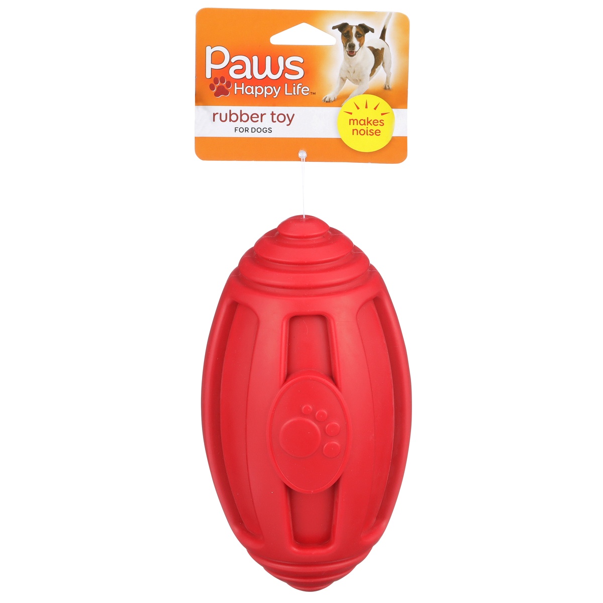 slide 1 of 1, Paws Happy Life Paws Dog Toy Football Rubber Sqeaky, 1 ct