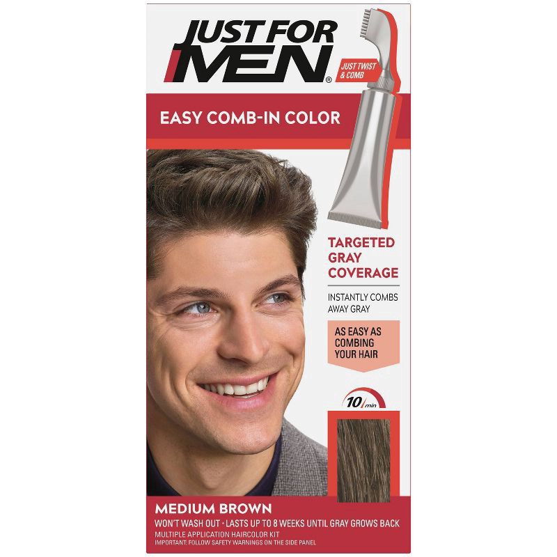 slide 1 of 6, Just for Men Autostop Comb-In A-35 Medium Brown Hair Color, 1 ct