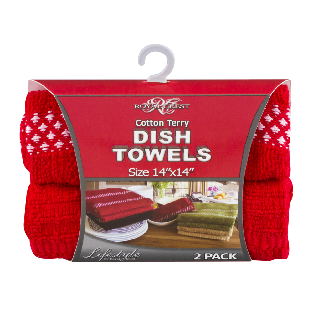 slide 1 of 2, Royal Crest Cotton Terry Dish Towels, 2 ct