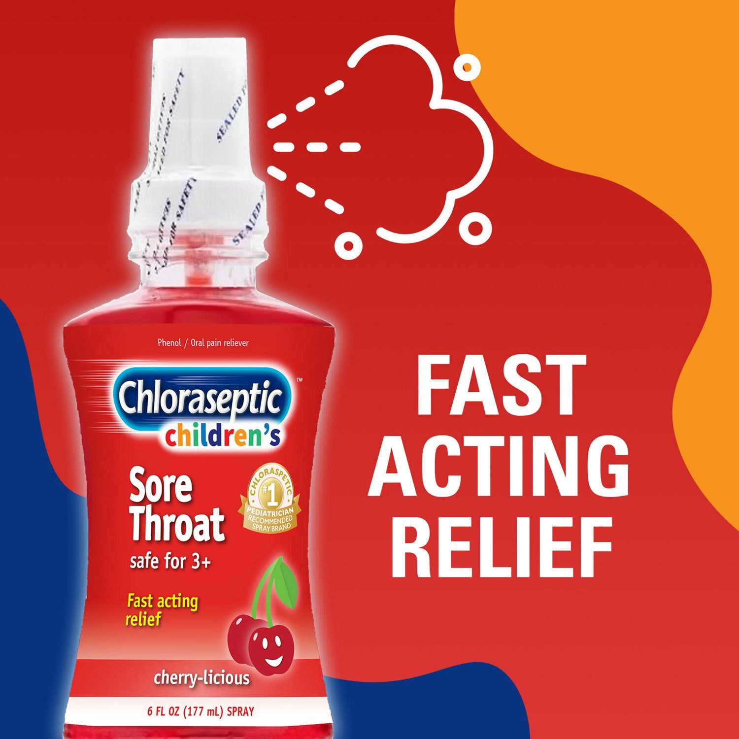 slide 3 of 6, Chloraseptic Kids Sore Throat Spray Cherry, 6 oz