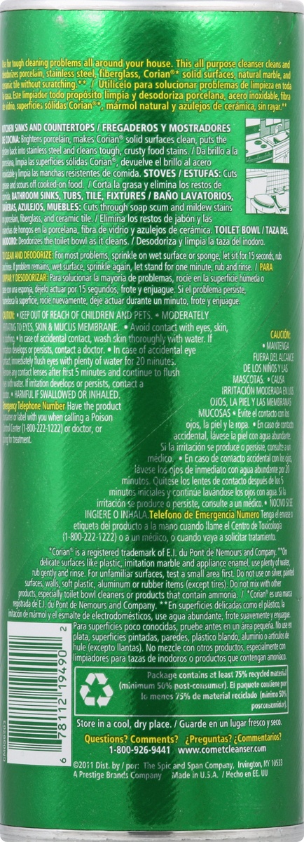 slide 5 of 6, Comet Disinfectant Cleanser with Bleach, 21 oz