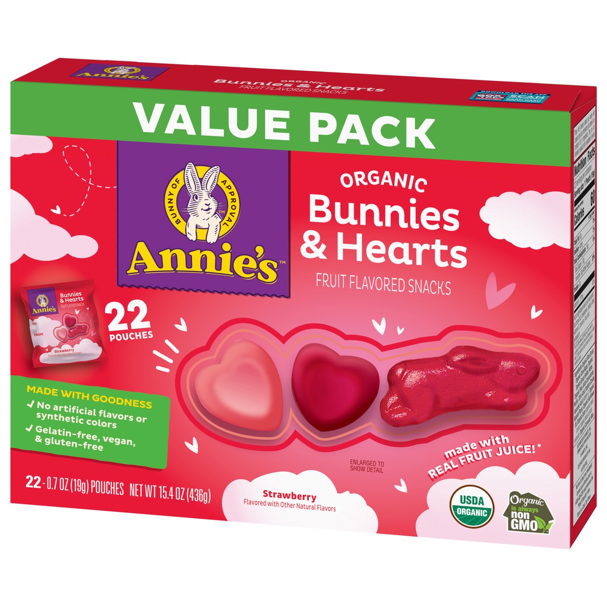 slide 7 of 15, ANNIES ORGANIC FRUIT SNACKS STRAWBERRY BUNNY & HEARTS, 15.4 oz