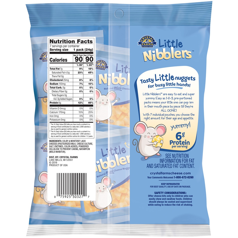 slide 2 of 4, Crystal Farms Little Nibblers Marble Jack Cheese Nuggets 7-0.85 Oz Packs, 6 oz