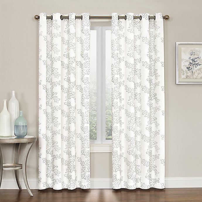slide 1 of 1, Brielle Embroidery Grommet Top Window Curtain Panel - Grey, 84 in