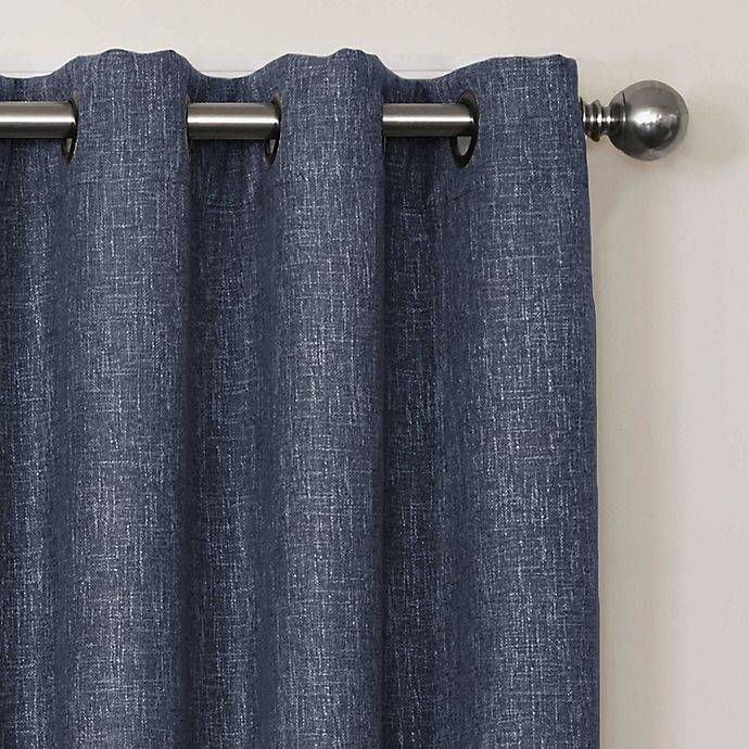 slide 2 of 4, Quinn Grommet Top 100% Blackout Window Curtain Panel - Navy, 72 in