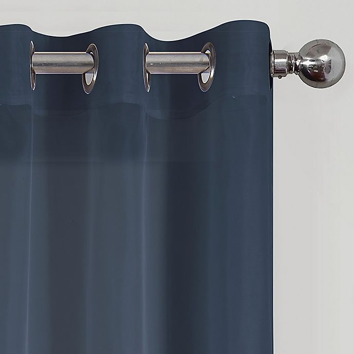 slide 2 of 3, Simply Essential Voile Grommet Sheer Window Curtain Panel - Navy (Single), 63 in