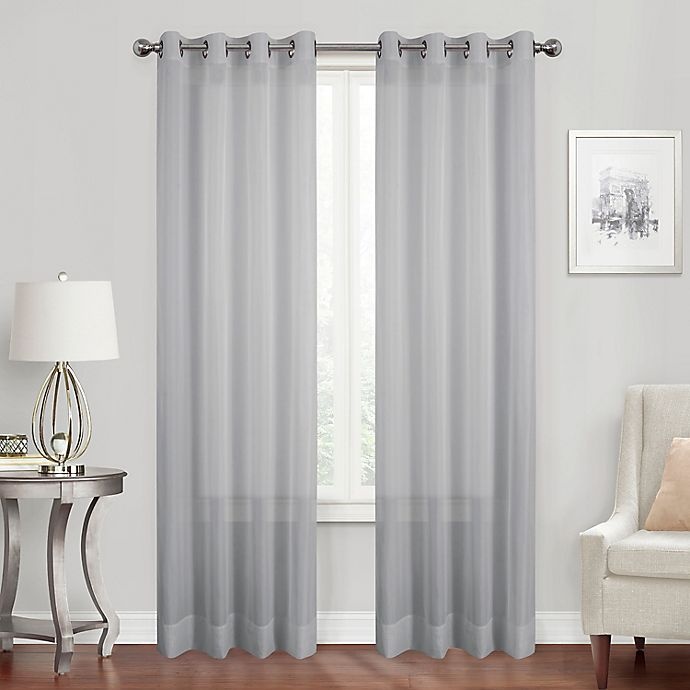 slide 1 of 3, Simply Essential Voile Grommet Sheer Window Curtain Panel - Silver Grey (Single), 108 in